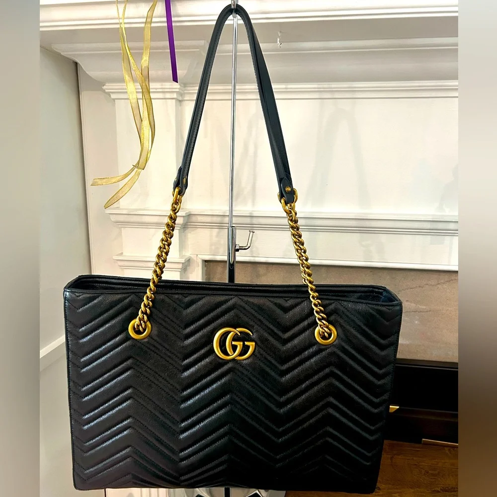 GUCCI GG Marmont Zip Tote Matelasse Leather EUC - Picture 1 of 15
